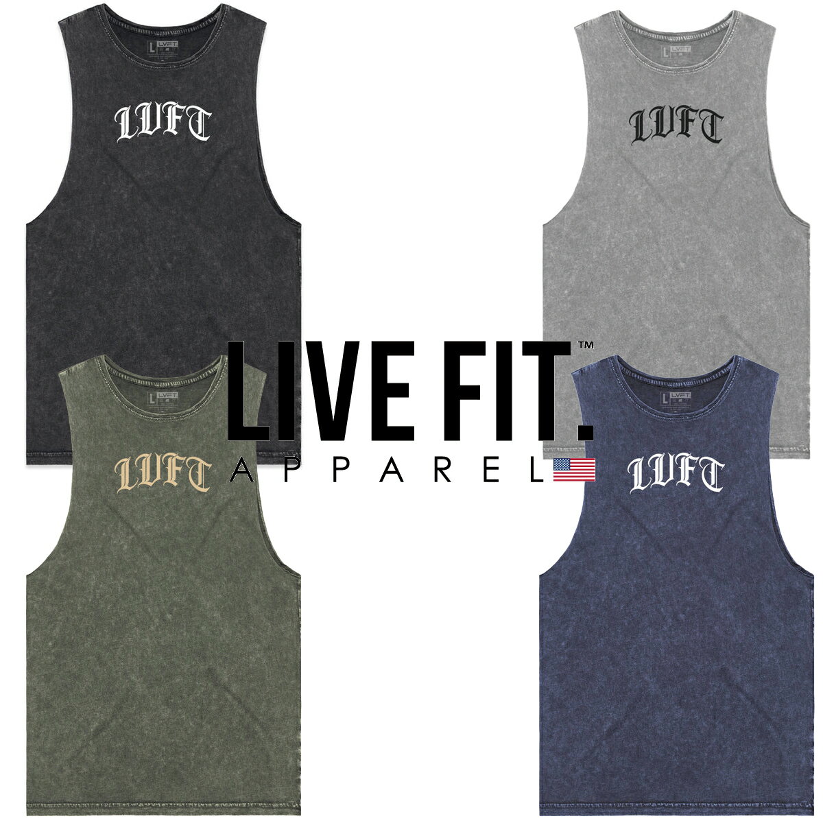 LIVE FIT タンクトップ リブフィット GOTHAM SCOOP NECK VINTAGE TANK 半袖 トップス メンズ 筋トレ ジム ウエア フィジーク スポーツ 正規品[衣類]