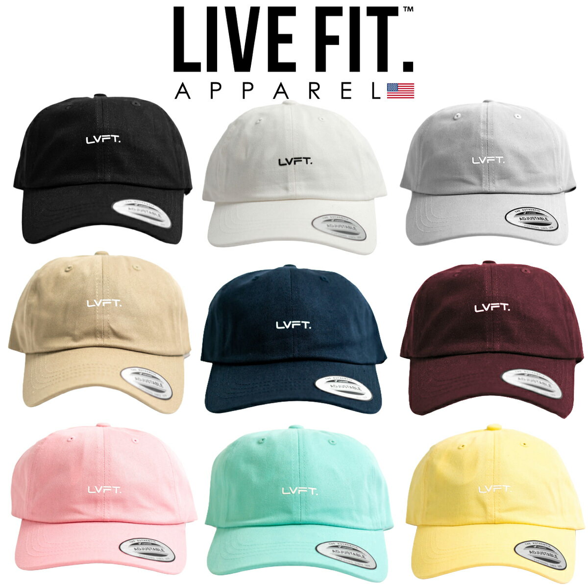 リブフィット LIVE FIT 帽子 CLASSIC LVFT DAD CAP キャップ ハット スナップ メンズ 筋トレ ジム フィットネス スポーツ トレーニング 正規品[帽子]