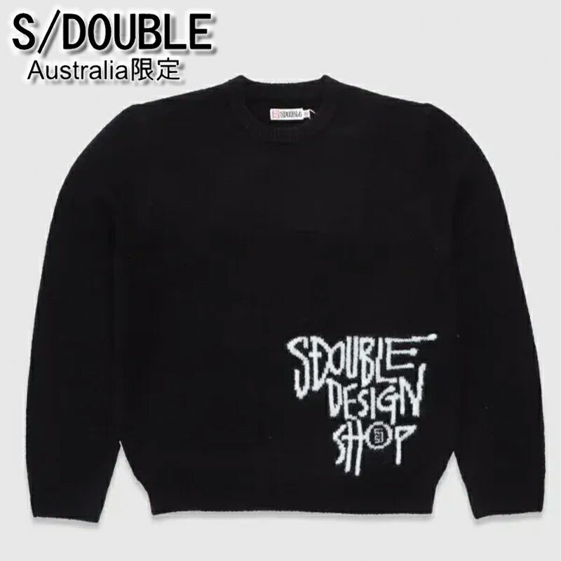 エスダブル セーター AU限定 S/DOUBLE S Double Placement Knit Sweater Black 長袖 ニット ブラック クルーネッ...