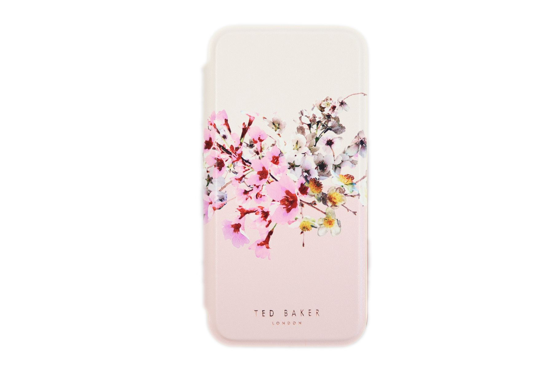 テッドベイカー Ted Baker ミラー付 手帳型 iPhone 12 Pro Max mini アイフォン ケース 二つ折 花柄 JASMINE プリント ピンク ローズゴールド[スマホケース]