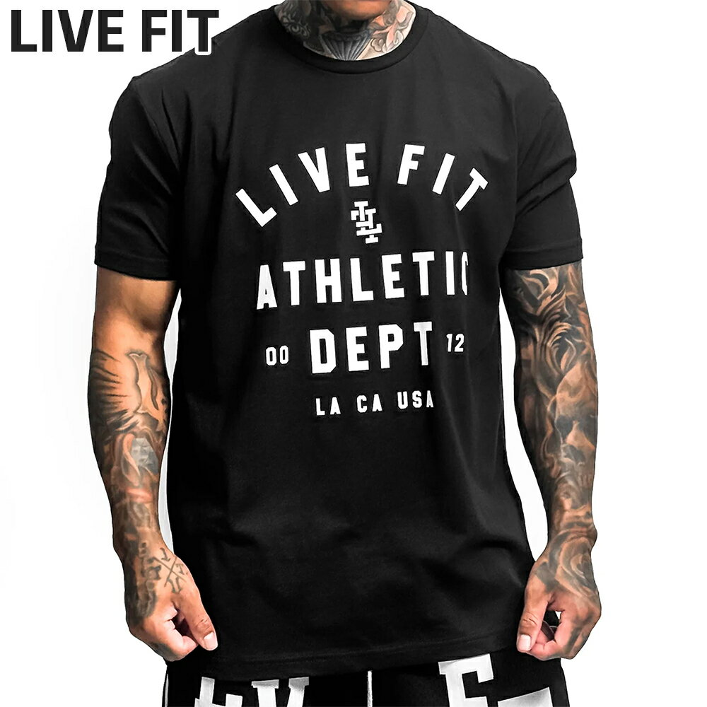 リブフィット Tシャツ 半袖 LIVE FIT Athletic Department Tee トップス メンズ 筋トレ ジム ウエア フィジーク スポーツ 正規品[衣類]ユ00582