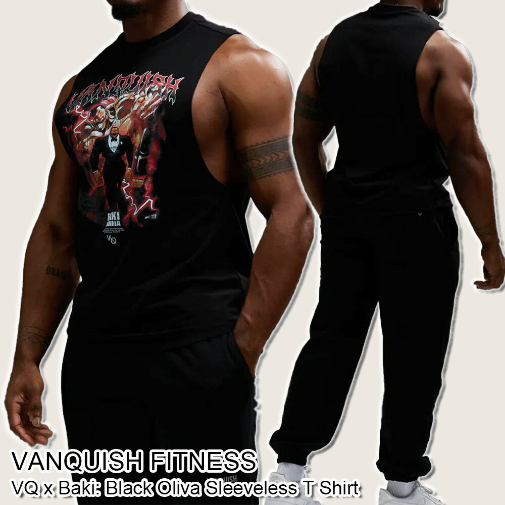 ヴァンキッシュ タンクトップ 刃牙 コラボ オリバ VANQUISH FITNESS VQ x Baki: Black Oliva Sleeveless T Shirt スリーブレス ノースリーブ メンズ 筋トレ ジム ウエア スポーツ 正規品[衣類] ユ00582