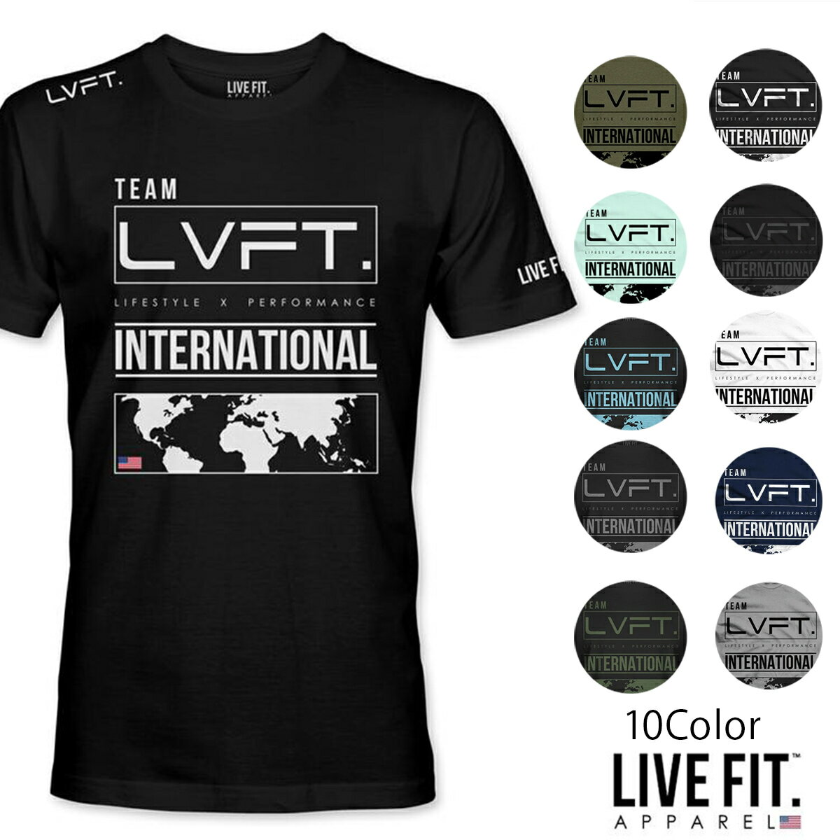 リブフィット LIVE FIT International Tee 半袖 Tシャツ メンズ 筋トレ ジム ウエア スポーツウェア 正規品 衣類