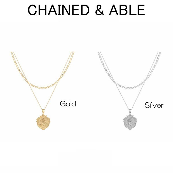 チェーンドアンドエイブル Chained & Able ST CHRISTOPHER MINI DETAIL MEDALLION FIGARO LAYER PACK ネックレス メンズ ペア プレゼント ギフト シンプルasos[アクセサリー]