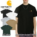 カーハート トップス メンズ カーハート Carhartt WIP Tシャツ 半袖 ブラック ホワイト グレー ブラウン グリーン S/S American Script T-Shirt ロゴ刺繍 秋冬 アウター トップス ワークウェア メンズ レディース 正規品[衣類]