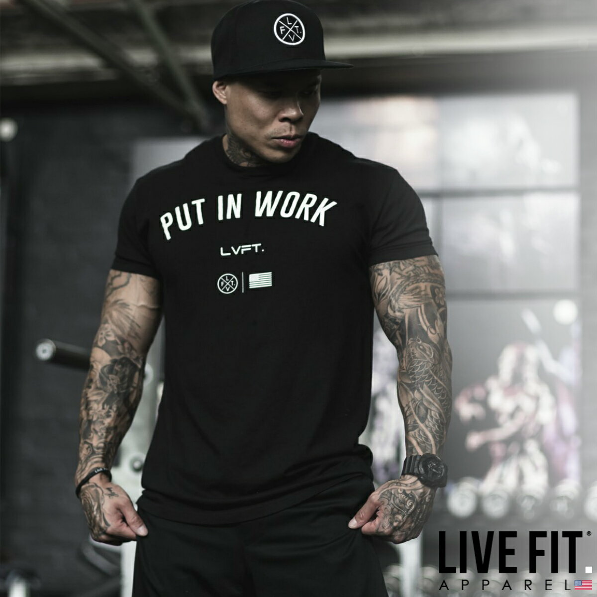 リブフィット LIVE FIT Put In Work Tee Tシャツ 半袖 ブラック 黒 トップス メンズ 筋トレ ジム ウエア スポーツ 正規品 衣類