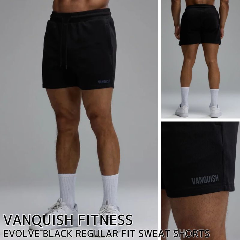 ヴァンキッシュ ハーフパンツ VANQUISH FITNESS EVOLVE BLACK REGULAR FIT SWEAT S...