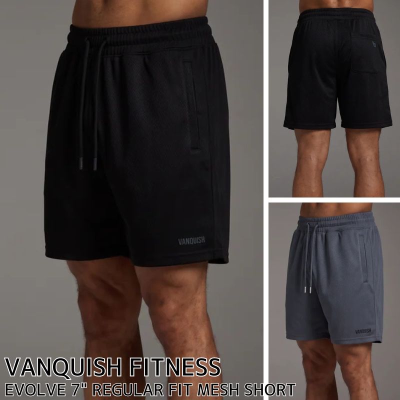 ヴァンキッシュ ハーフパンツ VANQUISH FITNESS EVOLVE 7 REGULAR FIT MESH SHORTショーツ 短パン メンズ 筋トレ ジム スポーツウェア 正規品 ユ00582
