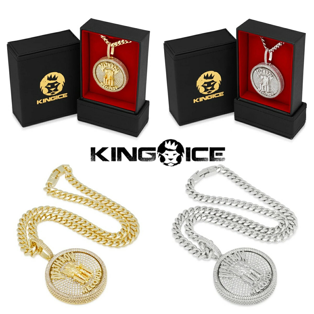 KING ICE キングアイス ネックレス チェーン デスロウレコード DEATH ROW RECORDS X KING ICE - MEDALLION SPINNER 14kゴールド 金 シルバー メンズ 人気 ストリート[アクセサリー]