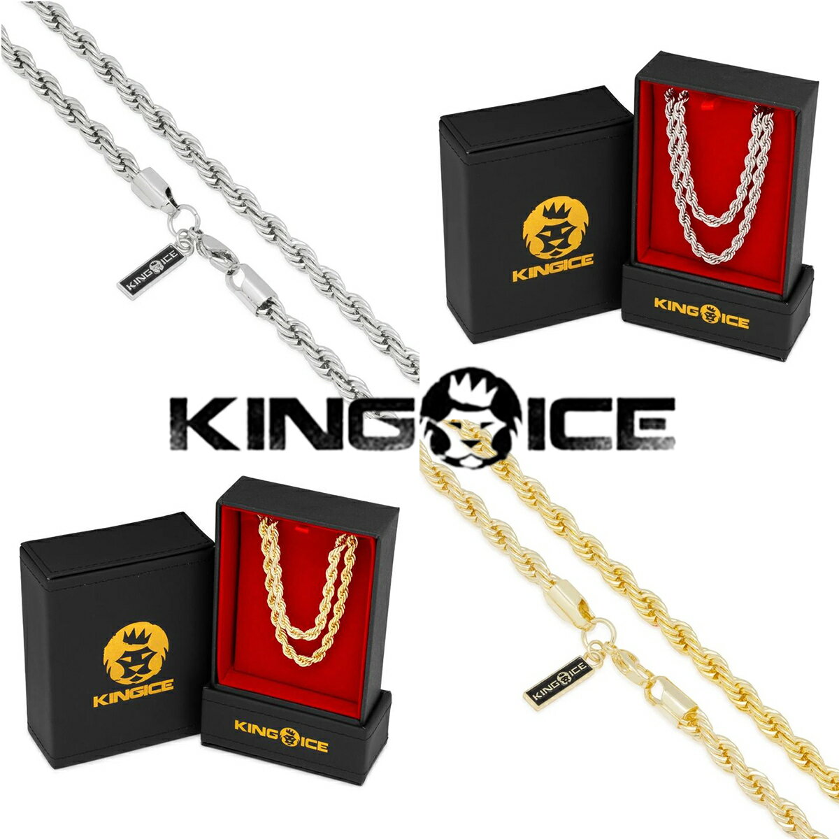 KING ICE LOACX lbNX `F[ 6MM ROPE CHOKER SET 14kS[h  Vo[ Y lC Xg[g[ANZT[] 00572