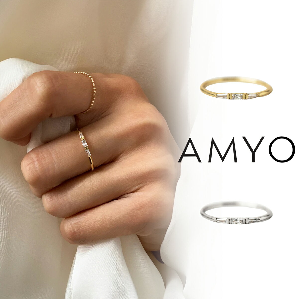 クリスタル 指輪 エイミーオー AMY O Dainty Baguette Ring 指輪 リング ゴールド シルバー クリスタル レディース アクセサリー