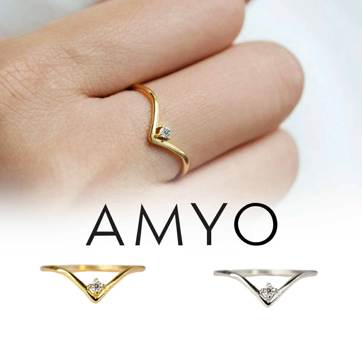 ߡ AMY O Chevron Pave Ring   ꥹ  ۥ磻ȥ 㥢륮 14K...