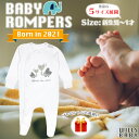 2枚セット ベビー Born in 2021 ロンパース 長袖 ゾウ 像 WILLS BABY 足つき 女の子 男の子 ユニセックス スリープウェア カバーオール ギフト プレゼント 出産祝い ニューボーンフォト 記念撮影 出産祝い お祝い 記念品 新生児 乳児 ベビー服 インスタ映え[衣類]