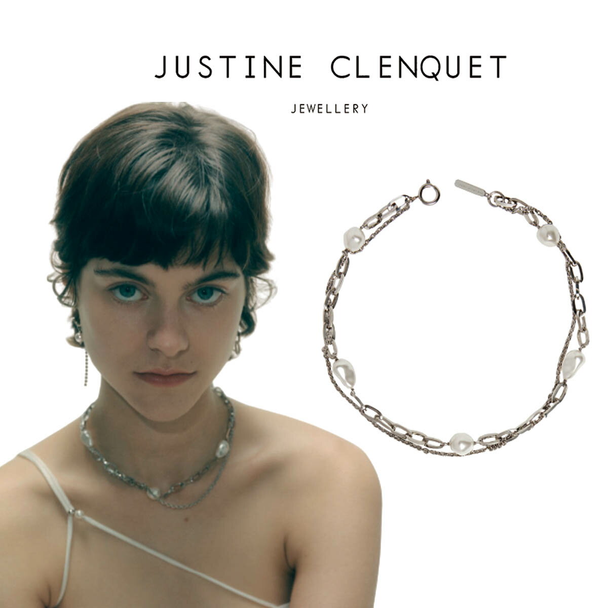 ジュスティーヌクランケ Justine Clenquet リー ネックレス Lee necklace チョーカー パラジウム クリスタルパール レディース