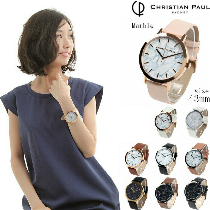 Christian Paul ꥹݡ 43mm Marble ޡ֥ Ĵ ǥ  ˥å ӻ 쥶٥  å ꥹޥ ץ쥼 £ʪ  ǰ ե եޥ 奢 ڥå[]