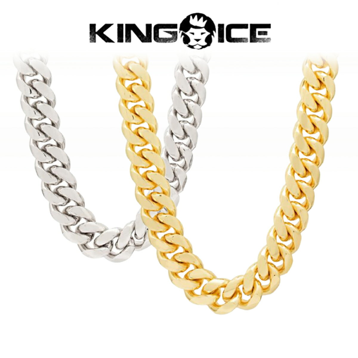 KING ICE キングアイス ネックレス チェーン 16MM STAINLESS STEEL MIAMI CUBAN CURB CHAIN14kゴールド 金 シルバー メンズ 人気 ストリート[アクセサリー]