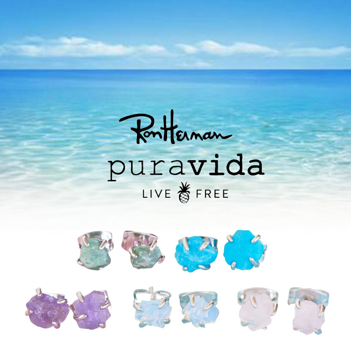 puravida プラヴィダ ピアス RAW GEMSTONE STUD EARRINGS 誕生日 プレゼント ギフト 贈り物 お祝い パーティー 結婚式 二次会 人気 ホワイトデー レディース ユニセックス 夏[アクセサリー]