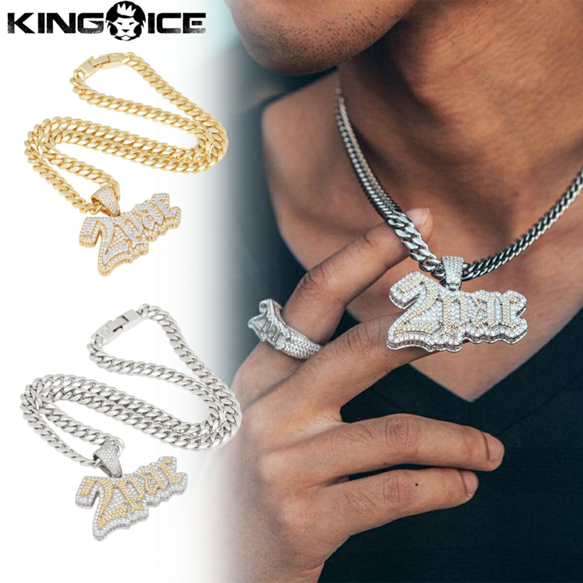 KING ICE キングアイス ネックレス チェーン 2PAC X KING ICE - 2PAC LOGO NECKLACE 14kゴールド 金 WHITEGOLD 人気[アクセサリー]