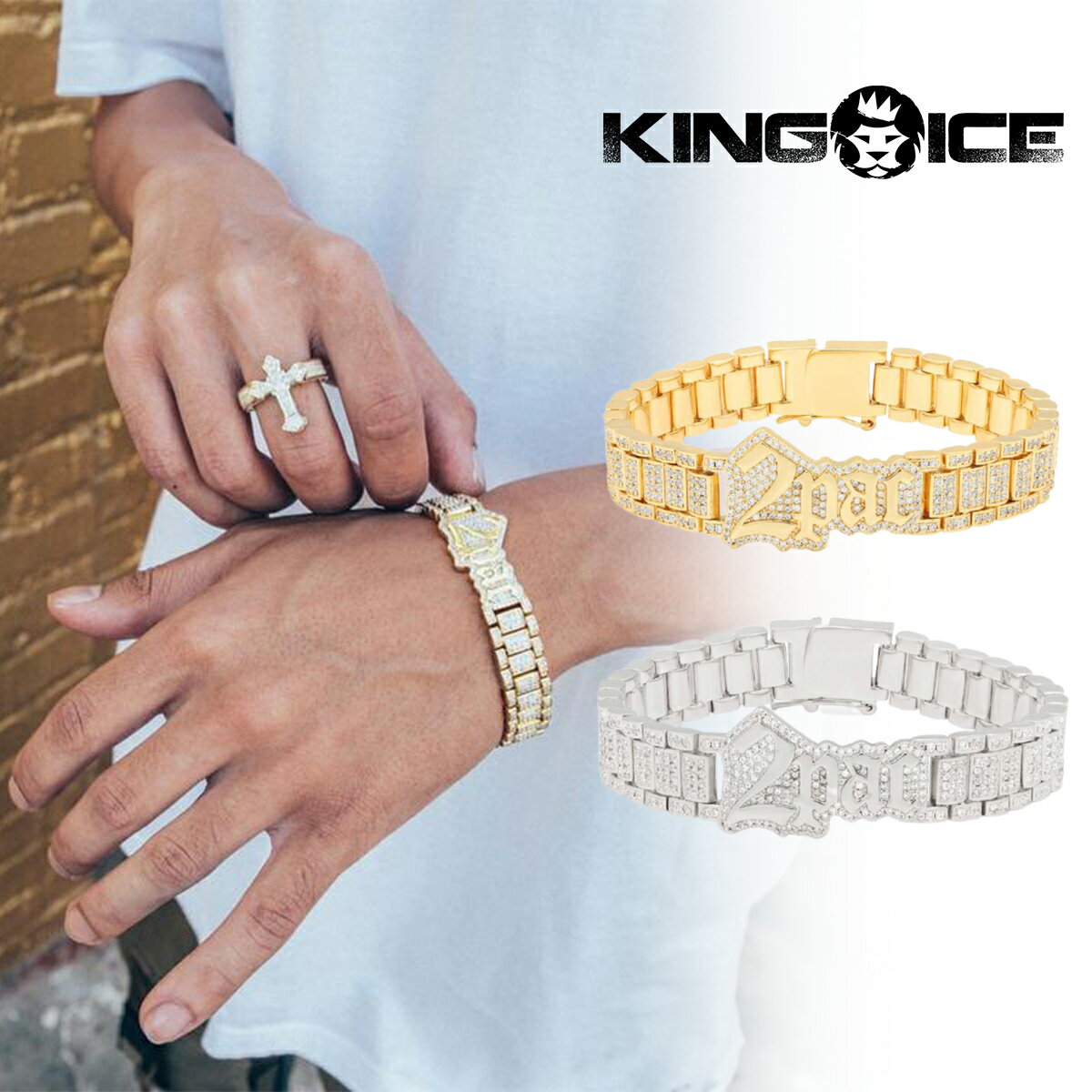 KING ICE LOACX uXbg 2PAC X KING ICE - 12MM 2PAC LOGO BRACELET 14KS[hbL zCgS[hbL Y uh lC[ANZT[]