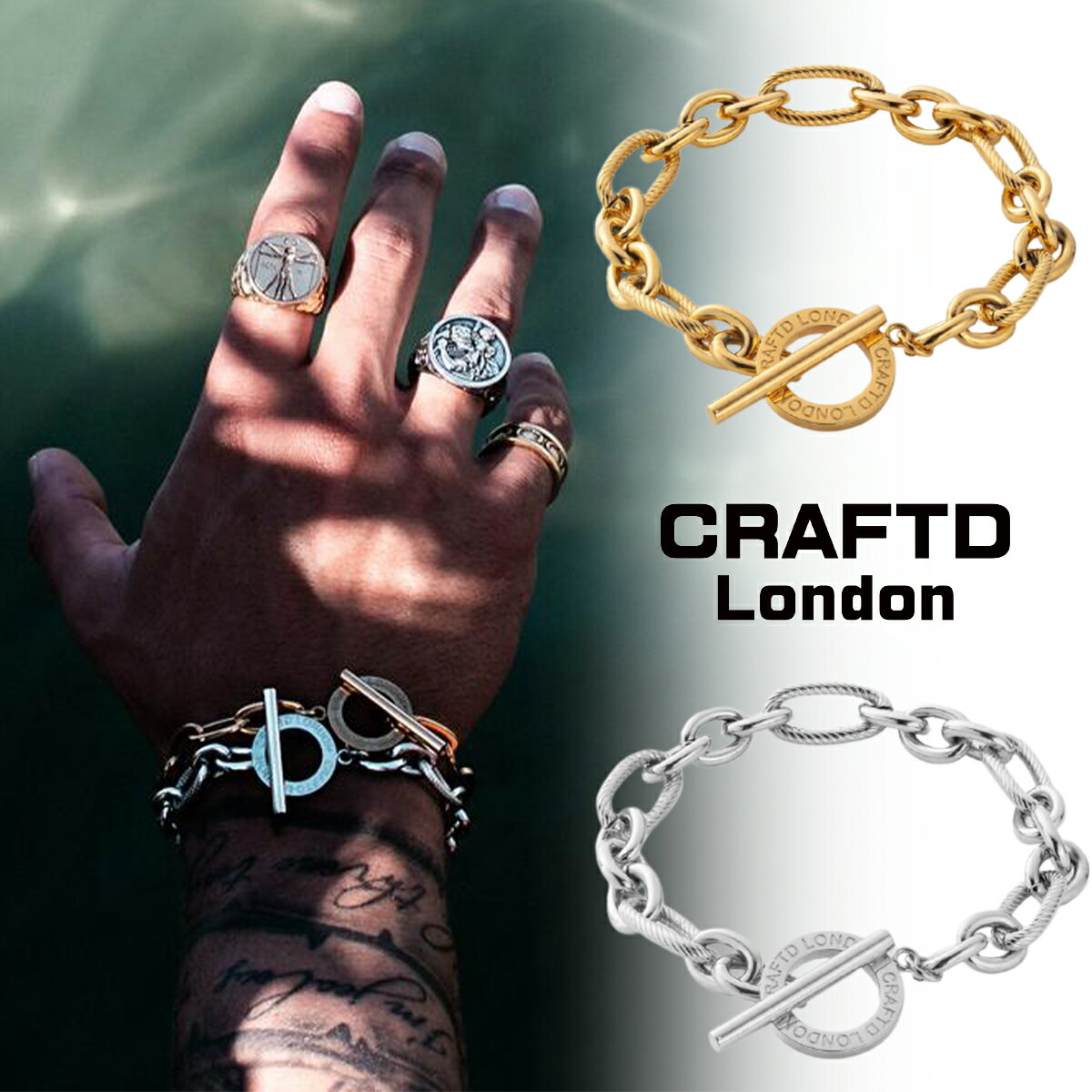 CRAFTD London Ntgh TOGGLE MILAN BRACELET uXbg S[h Vo[ Y 18kS[h  lC[ANZT[]