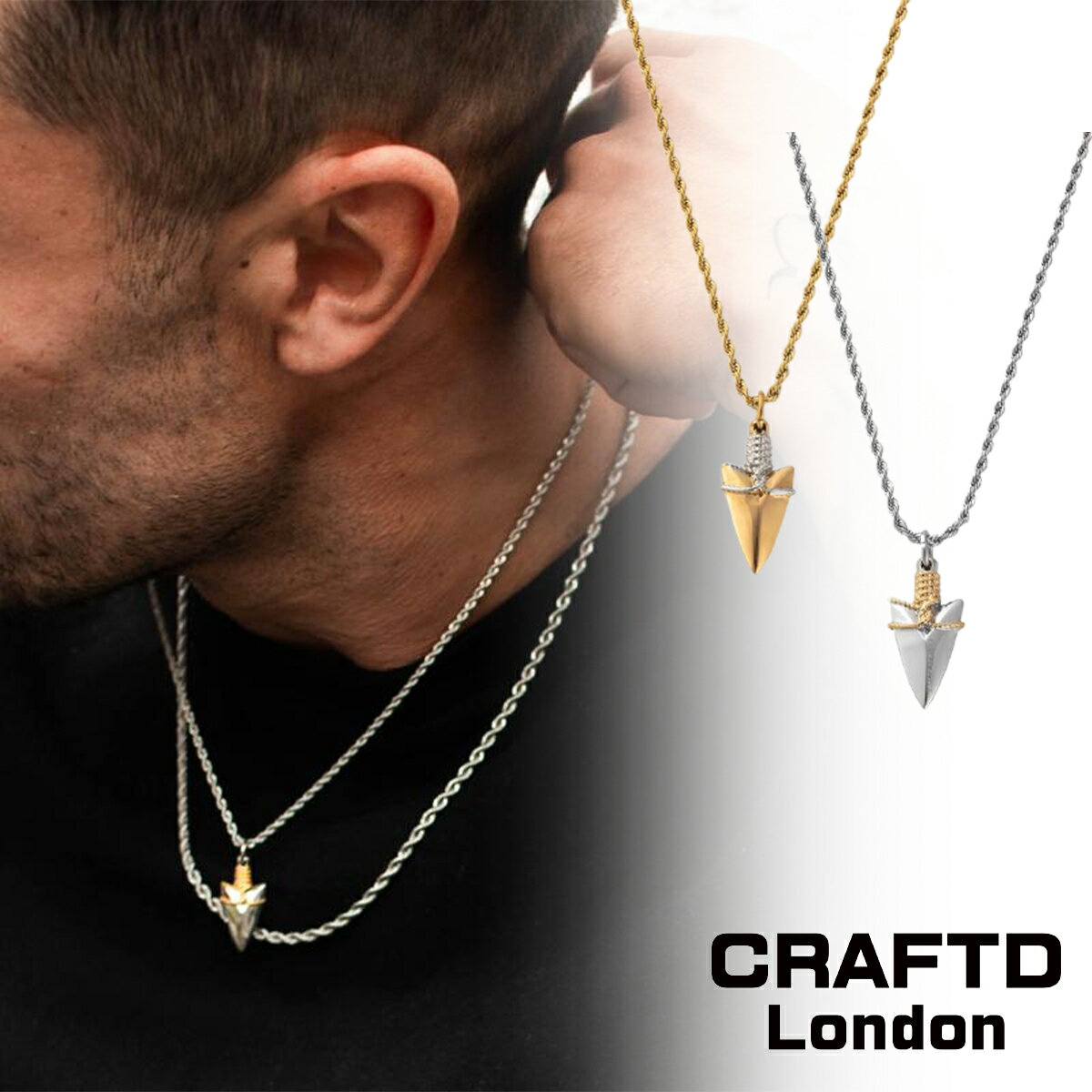 CRAFTD London クラフトロンドン ARROW ネックレス ゴールド シルバー メンズ 18kゴールド 金 人気[アクセサリー]