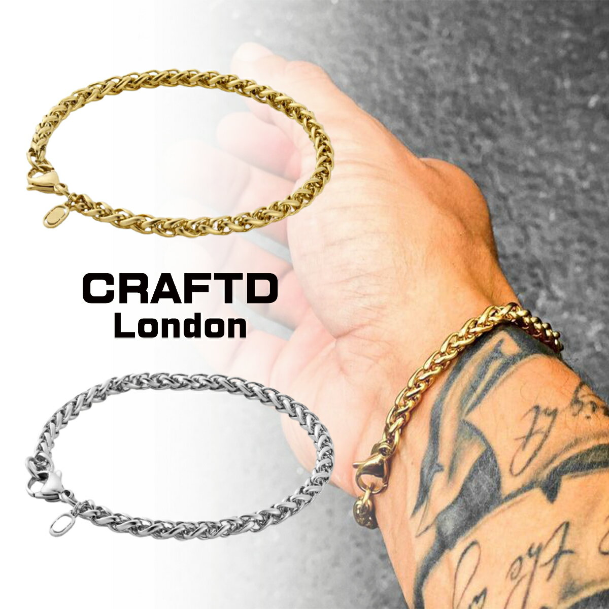 CRAFTD London Ntgh WHEAT BRACELET 5MM uXbg S[h Vo[ Y 18kS[h  lC[ANZT[]