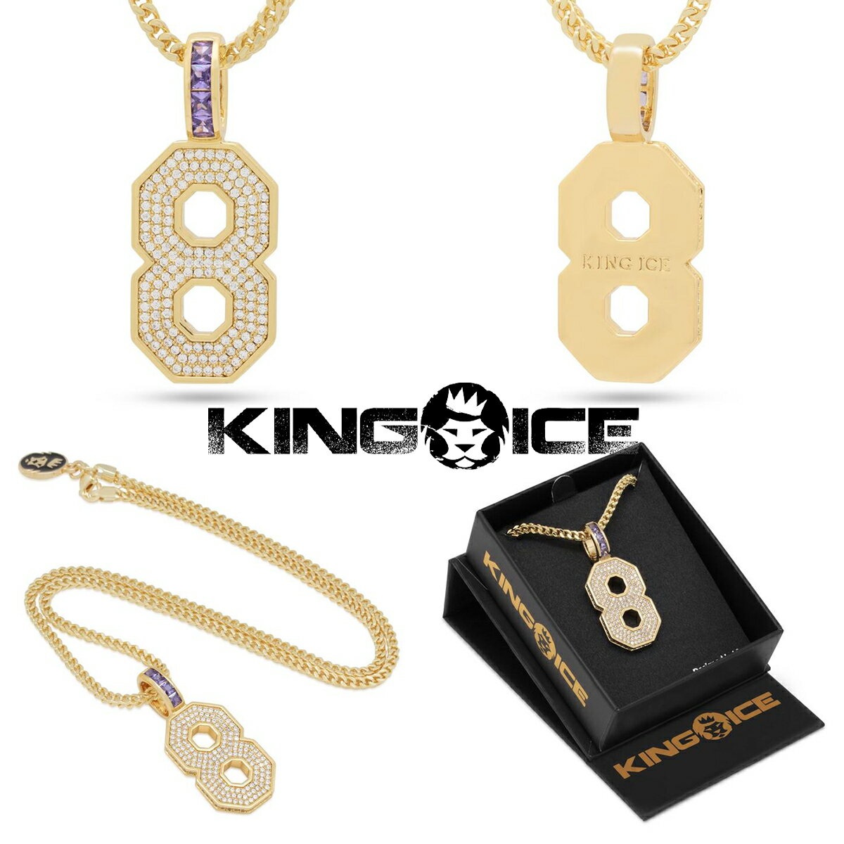 KING ICE キングアイス ネックレス チェーン BLACK MAMBA CLASSIC NUMBER 8 NECKLACE14kゴールド ホワイトゴールド 金 人気[アクセサリー]