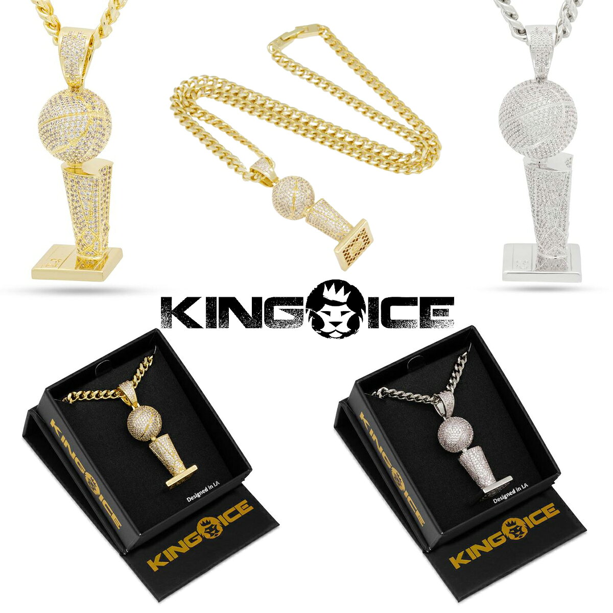 KING ICE キングアイス ネックレス チェーン BLACK MAMBA LE CHAMPIONSHIP TROPHY NECKLACE 14kゴール..