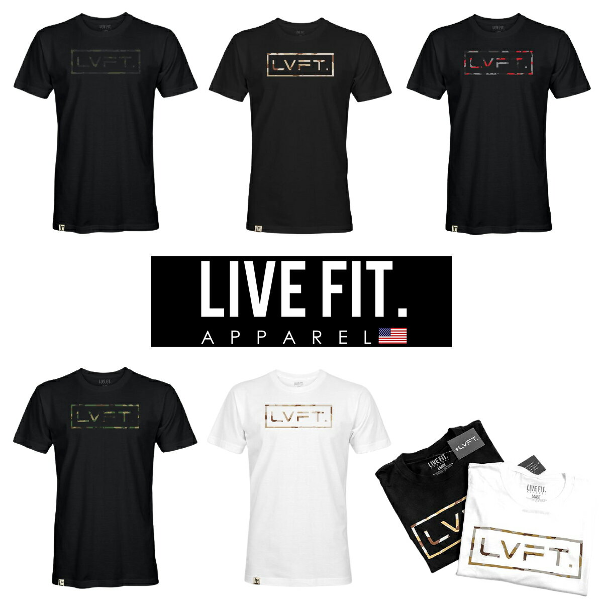 LIVE FIT リブフィット BOX LOGO TEE Tシャツ 半袖 トップス メンズ 筋トレ ジム ウエア フィジーク スポーツ 正規品 衣類