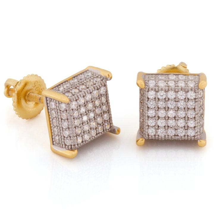KING ICE キングアイス ピアス 両耳 PRONG STUD EARRINGS 14kゴールド 金 シルバー...
