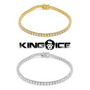 KING ICE キングアイス ブレスレット 3MM TENNIS BRACELET14Kゴールドメッキ ホワイトゴールドメッキ メンズ ブランド 人気[アクセ...