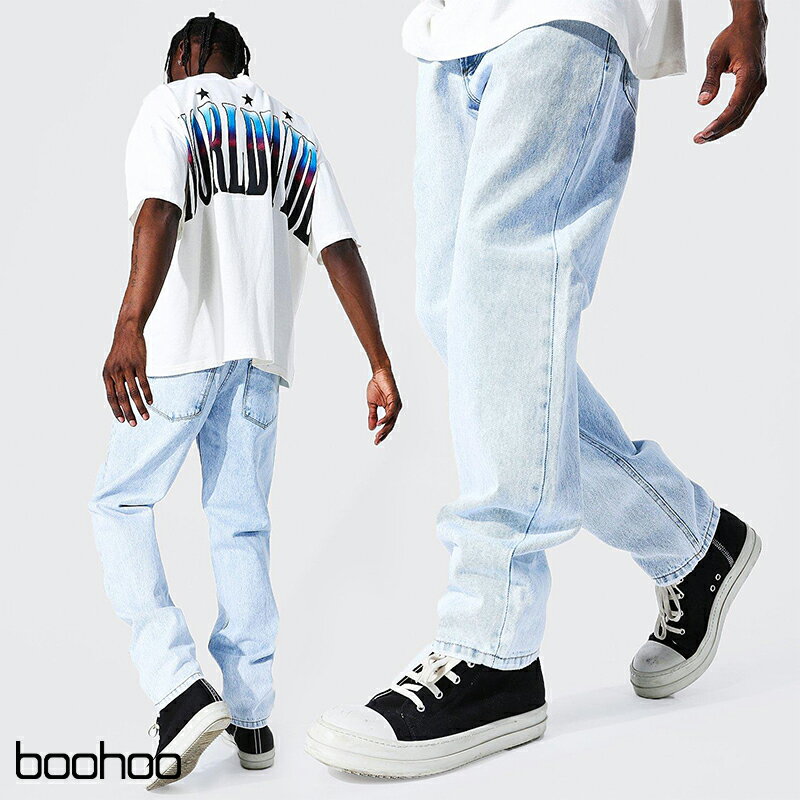 ブーフー boohoo デニム ジーンズ Relaxed Fit Jean アイスブルー スキニー パンツ メンズ おしゃれ ブランド イギリス asos[衣類]