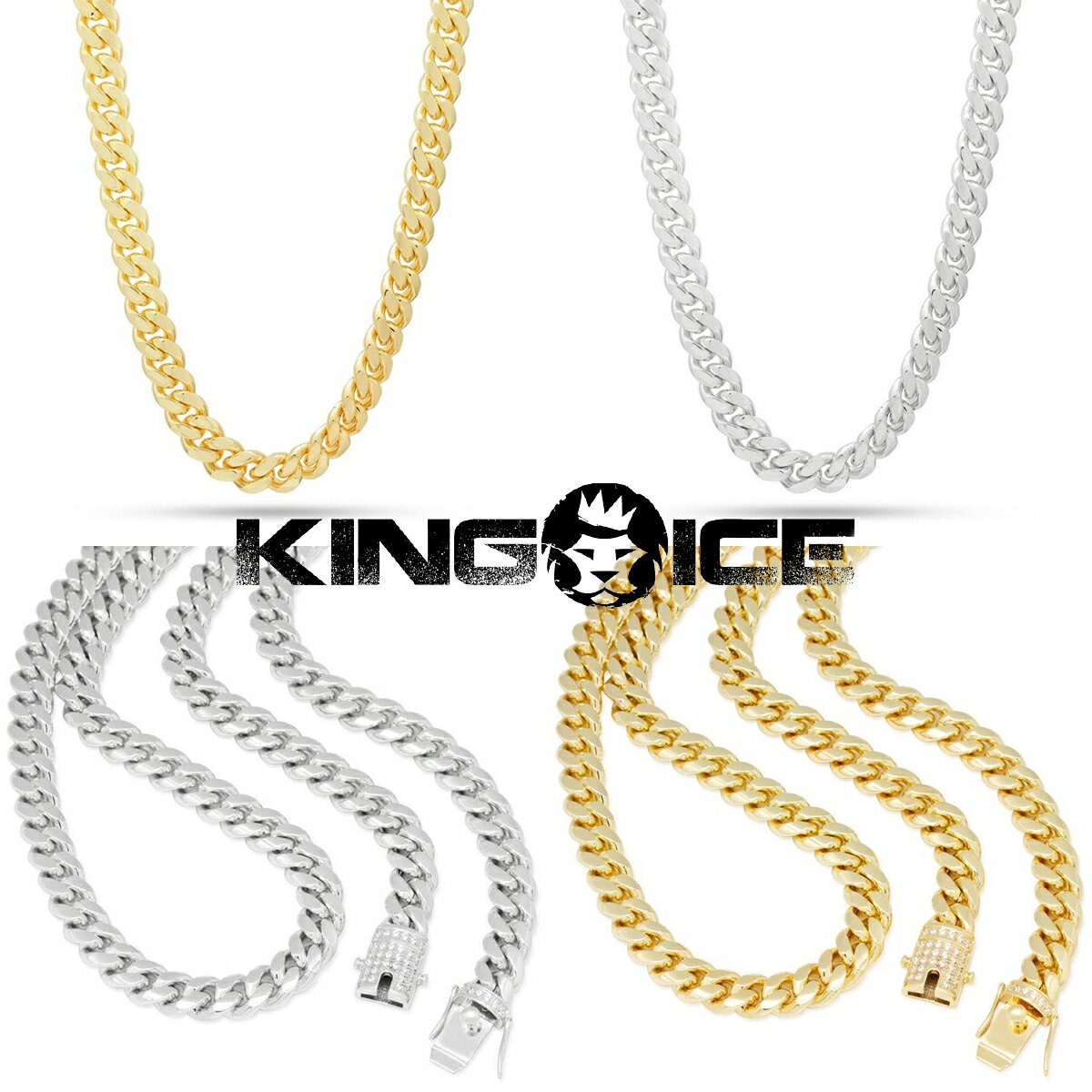 KING ICE LOACX lbNX `F[ 10MM MIAMI CUBAN CHAIN 14kS[h zCgS[h  lC[ANZT[]