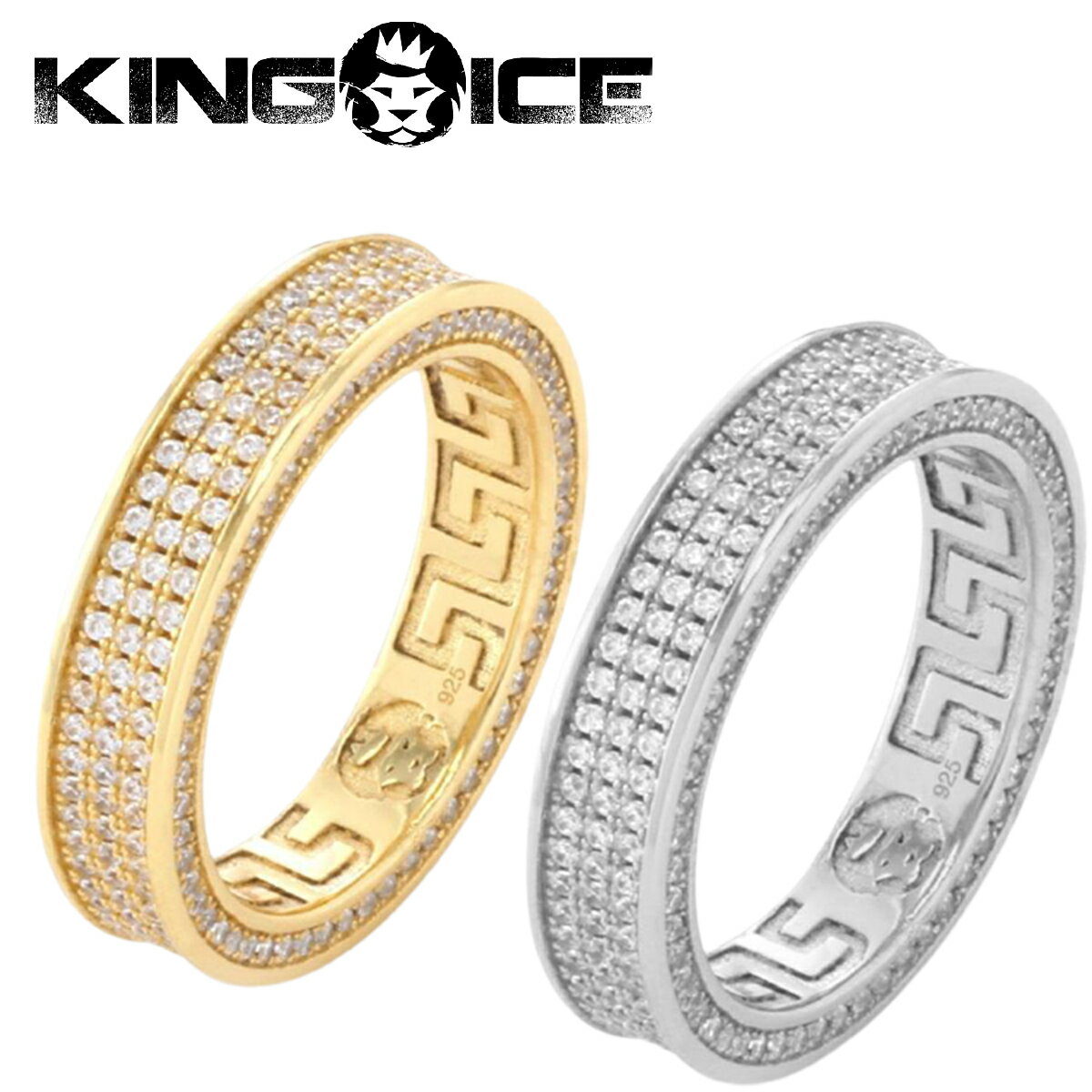 KING ICE LOACX w O TRIPLE-ROW INFINITY RING 14kS[h  WHITE GOLD Y uh lC[ANZT[]