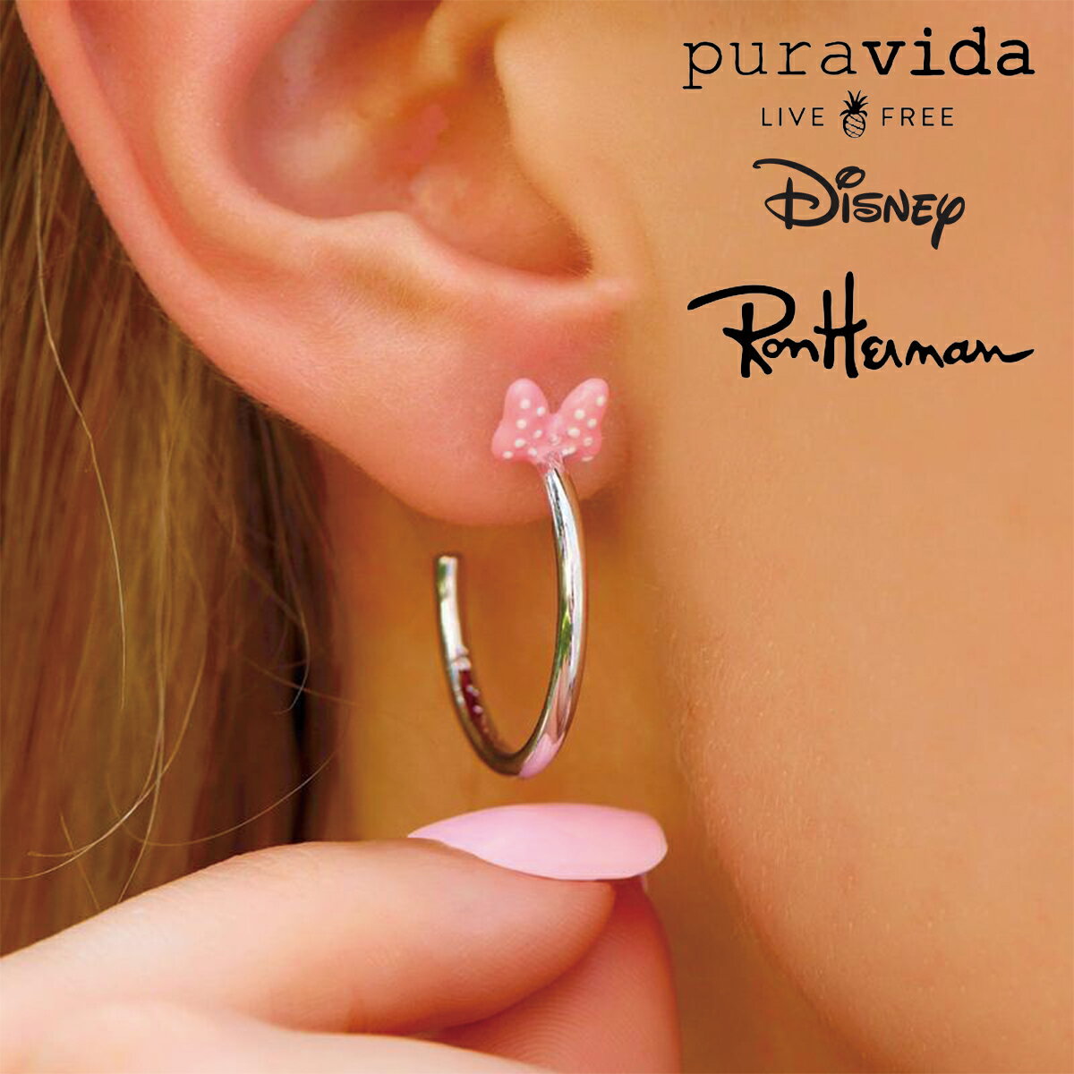 puravida プラヴィダ ピアス ディズニー コラボ DISNEY MINNIE MOUSE BOW HOOP EARRINGS ミッキー 誕生日 プレゼント ギフト 贈り物 お祝い パーティー 結婚式 二次会 人気 ホワイトデー レディース ユニセックス 夏[アクセサリー]