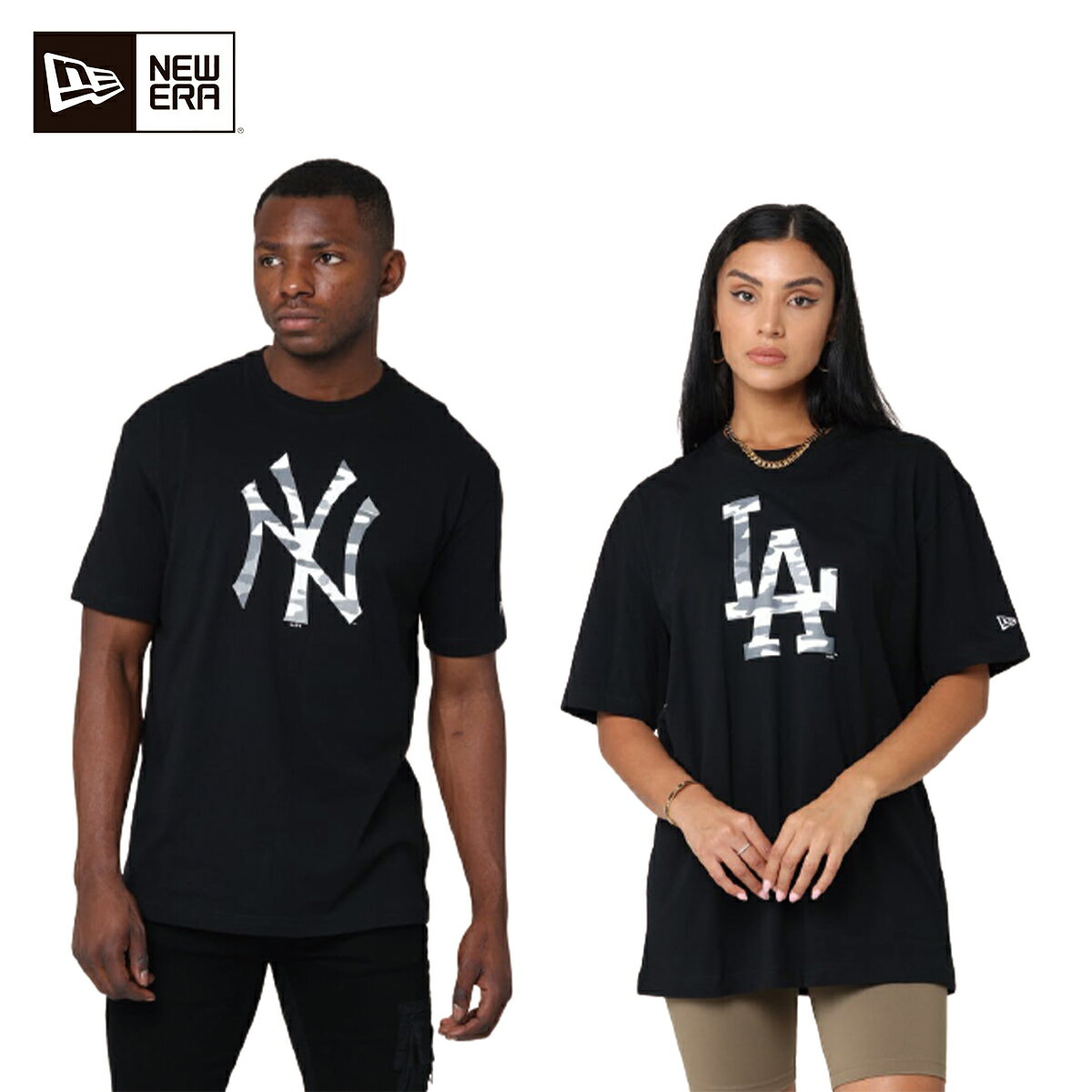 New Era ニューエラ オーバーサイズ Tシャツ 半袖 Oversized Camo Infill T-Shirt ヤンキース LA レディース メンズ ユニセックス 正規品[衣類]