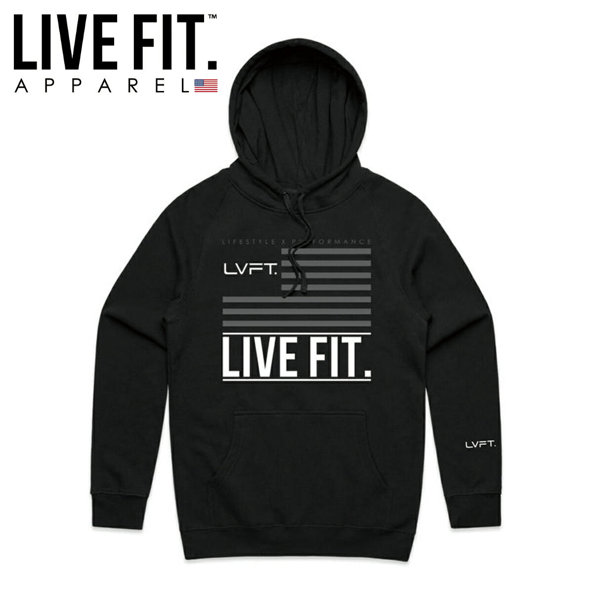 LIVE FIT utBbg p[J[ LVFT FLAG HOODIE ubN BLACK g[i[ XEFbg  gbvX ؃g W EGA X|[c Ki[ߗ]