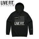 LIVE FIT リブフィット パーカー LVFT FLAG HOODIE ブラック BLACK トレーナー スウェット 長袖 トップス 筋トレ ジム ウエア スポーツ 正規品[衣類]