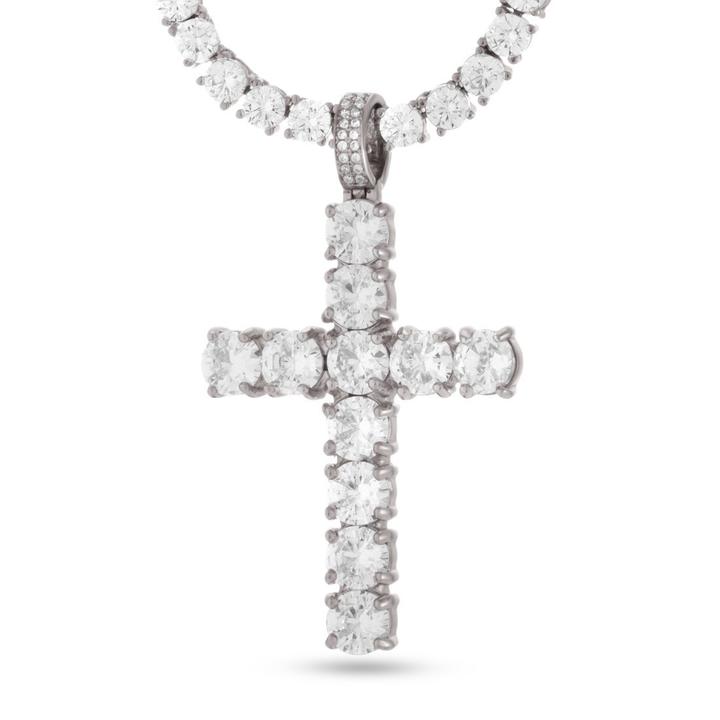 KING ICE ���󥰥����� �ͥå��쥹 TENNIS CROSS NECKLACE ��������14k������� �ۥ磻�ȥ������ �� �͵�[���������꡼] ��00572