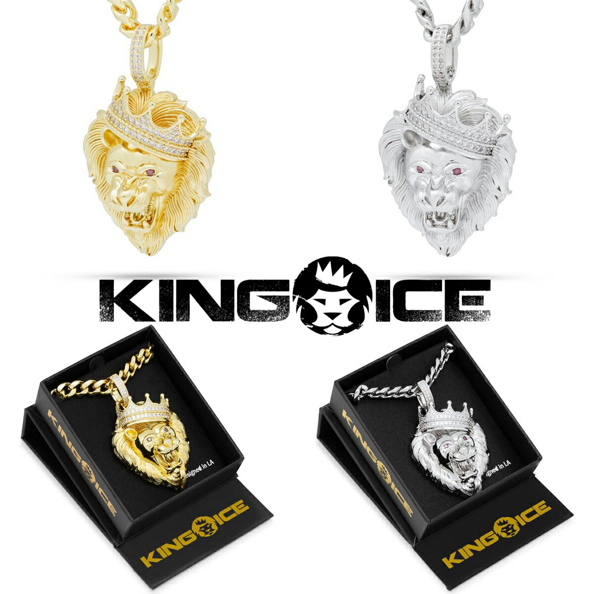 KING ICE LOACX lbNX CLASSIC ROARING LION NECKLACE `F[14kS[h zCgS[h  lC[ANZT[]