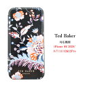 テッドベイカー Ted Baker ミラー付 手帳型 iPhone 11 12 13 Pro Max mini SE 2020 8 7 アイフォン ケース 二つ折 花柄 SPICED UP BLACK プリント ゴールド スマホケース