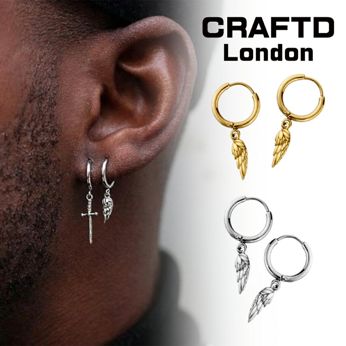 CRAFTD London �ͥå��쥹 ��� �ԥ��� 2�ĥ��å� WING EARRING 14K ������� �� ��ɷ��� ���������꡼ ������ ������ ������� ����С� ����եȥ���ɥ� 18k������� ����С� �� �͵�[���������꡼]