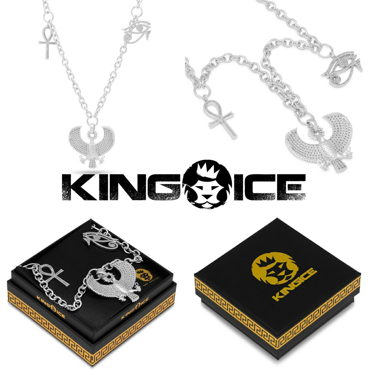 KING ICE キングアイス ネックレス EGYPTIAN UNITY NECKLACE チェーン14kゴールド ホワイトゴールド 金 人気[アクセサリー] 1