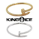 KING ICE キングアイス ブレスレット 5MM ICED STUDDED NAIL BANGLE BRACELET 14Kゴールドメッキ ホワイトゴールドメッキ メンズ ブランド 人気 ユ00572