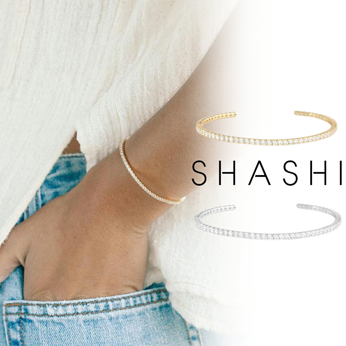 SHASHI シャシ ブレスレット バングル Baby Bianca Cuff ゴールド シルバー アクサセリー 誕生日 プレゼント ギフト 贈り物 お祝い パ...