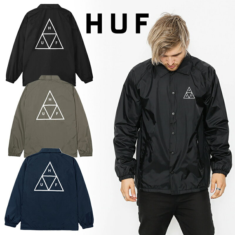 ハフ コーチジャケット HUF アウター ESSENTIALS TT COACHES JACKET ブラック オリーブ ネイビー トップス ロゴ スケーター スケートボード メンズ ユニセックス 正規品 jk00352 jk00116 [衣類]