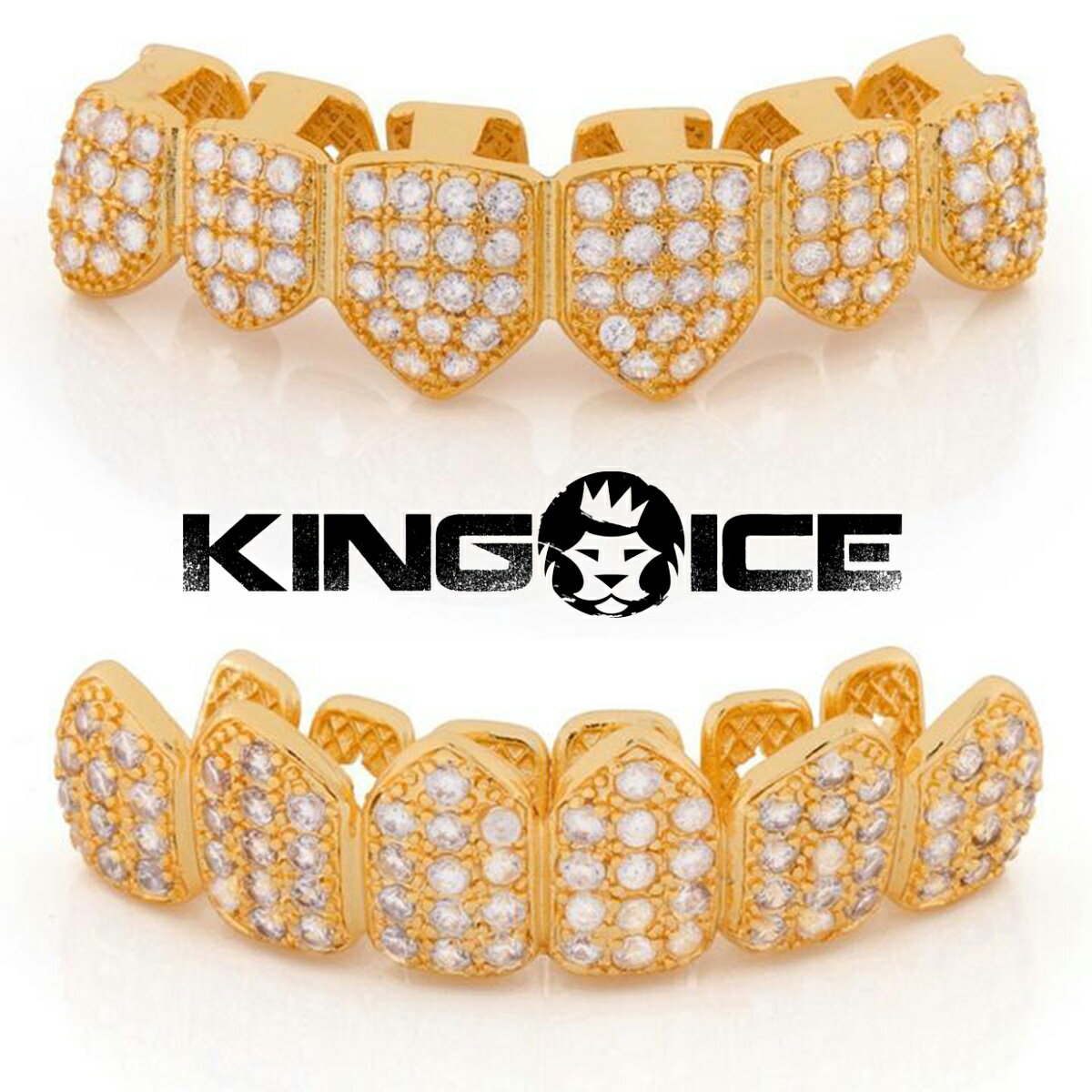 KING ICE キングアイス ICED STUDDED GRILLZ グリル14kゴールド ホワイトゴールド 金 人気[アクセサリー]