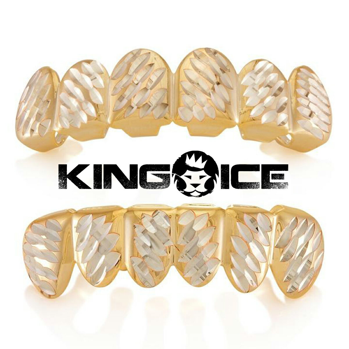 KING ICE キングアイス TWO-TONE FACETED GRILLZ グリル14kゴールド ホワイトゴールド 金 人気[アクセサリー]