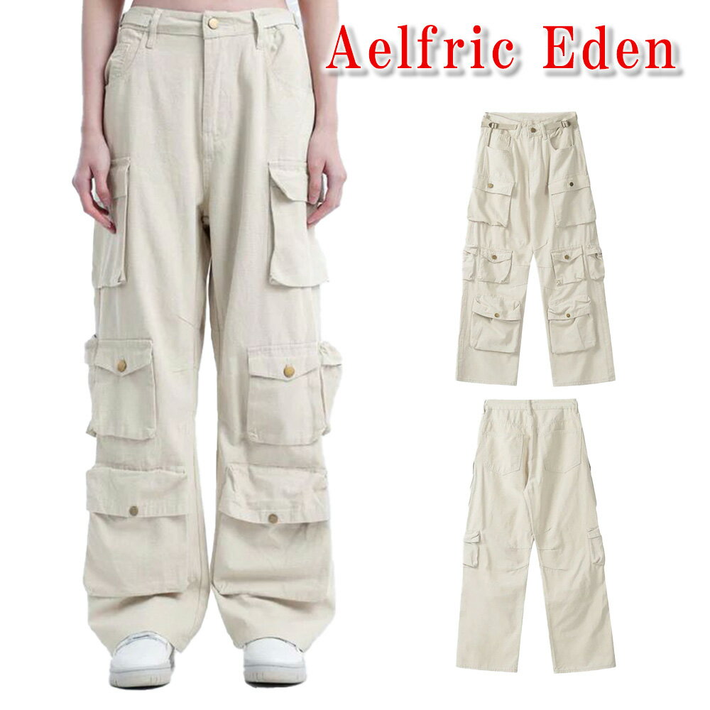 ■ブランド■ Aelfric Eden ■モデル■ ・ヴィンテージ マルチポケット カーゴ パンツ ■カラー■ BEIGE ■サイズ■ 26 ウエスト：約66.0cm ヒップ：約106.0cm すそ周り：約45.5cm 28 ウエスト：約70.0cm ヒップ：約110.0cm すそ周り：約48.5cm 30 ウエスト：約78.0cm ヒップ：約118.0cm すそ周り：約51.5cm 32 ウエスト：約82.0cm ヒップ：約122.0cm すそ周り：約53.0cm 34 ウエスト：約86.0cm ヒップ：約126.0cm すそ周り：約54.5cm ※海外製品につき、若干(2〜3cm程)異なる場合がございます※ ■素材■ コットン100％ 【Aelfric Eden(エルフリックエデン)】 2014年に二人のアジア人が創設したアメリカのカリフォルニア生まれのファッションブランド。 デザイン性の高さと一捻りのあるオシャレ具合が海外にて人気なブランドで、日本人も着やすいデザインなのがポイントです。 ユニセックスアイテムが殆どでアイテムの総数も非常に多く非常に人気です。 日本ではまだあまり知名度が無いですが、着やすいアイテムが沢山あるお勧めブランドです。 ■■※重要※ お取引に関するご案内■■ 会社概要ページにてお取引に関するご案内をしておりますので必ずご確認・ご了承の上でご購入ください。ご購入前のご確認については楽天市場特約にて定められており、ご確認されていない場合でもご購入された時点で同意したものとみなされます。 ※当店ではお取り寄せ商品を多数取り扱っております。お取り寄せ商品はお届けまでにお時間がかかりますので、必ず配送日程をご確認の上でご購入いただきますようお願いいたします。