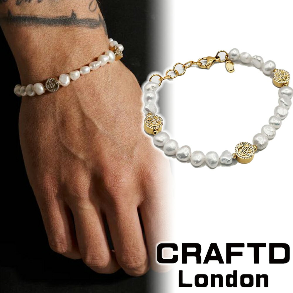 CRAFTD London Ntgh ICED SMILEY REAL PEARL BRACELET X}C[ uXbg S[h Y 18kS[h  lC[ANZT[]